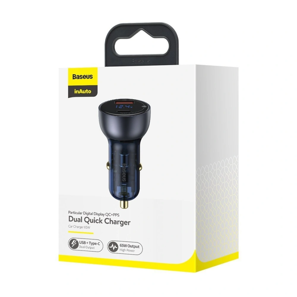 Hurtownia GSM - Autonabíječka Baseus Particular Digital Display s displejem, USB + USB-C, QC3.0+PD, 5A, 65W (šedá) - BSU1597GRY - {ean13} - Hurt
