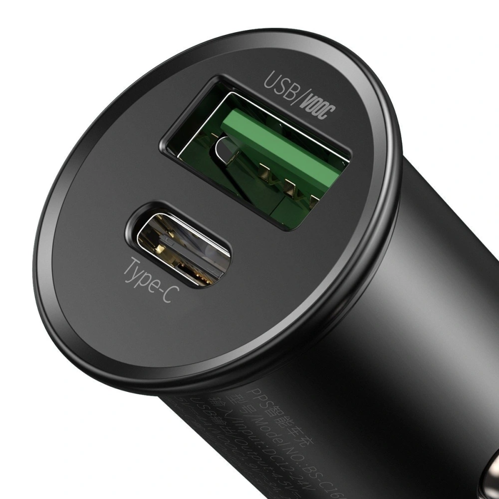 Hurtownia GSM - Auto nabíječka Baseus Circular Metal, QC 4.0 + PD 3.0, VOOC, SCP, AFC, MTK PE, 30W (černá) - BSU1598BLK - {ean13} - Hurt