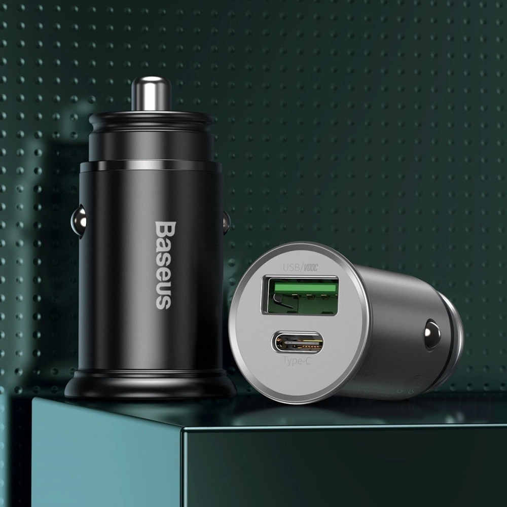 Hurtownia GSM - Auto nabíječka Baseus Circular Metal, QC 4.0 + PD 3.0, VOOC, SCP, AFC, MTK PE, 30W (černá) - BSU1598BLK - {ean13} - Hurt