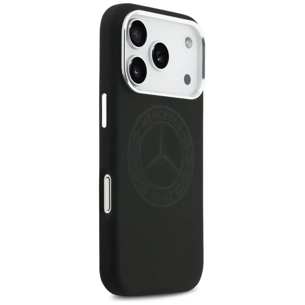 Etui Mercedes Silicone Vintage Logo MagSafe do Apple iPhone 17 Pro czarny
