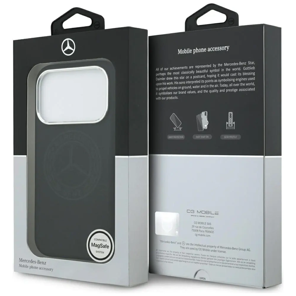 Etui Mercedes Silicone Vintage Logo MagSafe do Apple iPhone 17 Pro czarny