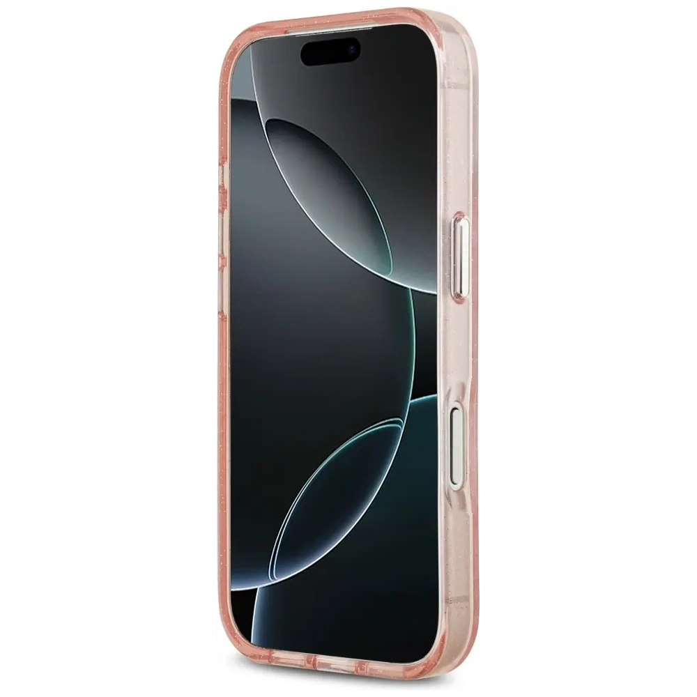 Etui Karl Lagerfeld IML Glitter Karl & Choupette Heads Logo MagSafe do Apple iPhone 17 Pro różowy