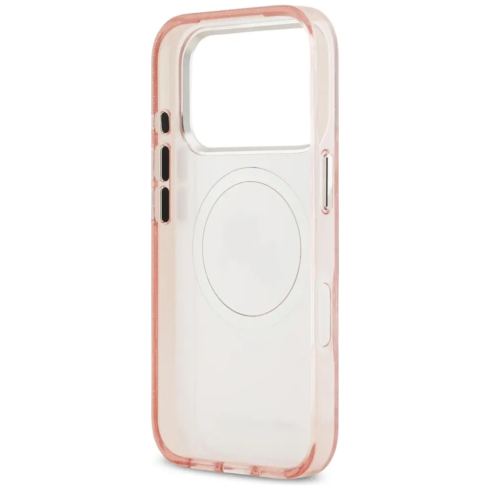 Etui Karl Lagerfeld IML Glitter Karl & Choupette Heads Logo MagSafe do Apple iPhone 17 Pro różowy