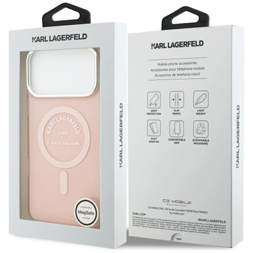Etui Karl Lagerfeld IML Karl RSG Logo MagSafe do Apple iPhone 17 Pro Max różowy