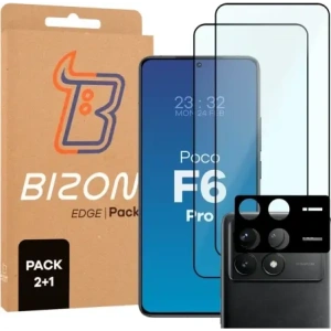 2x Szkło + szybka na aparat Bizon Edge Pack do Xiaomi POCO F6 Pro