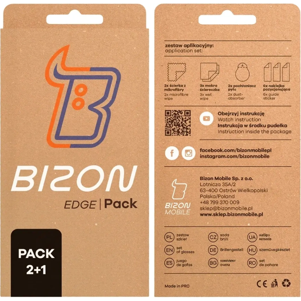 2x Szkło + szybka na aparat Bizon Edge Pack do Xiaomi POCO F6 Pro