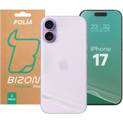Folia hydrożelowa na tył i przód Bizon Glass Hydrogel Pack do Apple iPhone 17