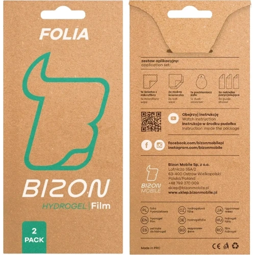 Folia hydrożelowa na tył i przód Bizon Glass Hydrogel Pack do Apple iPhone 17 Pro