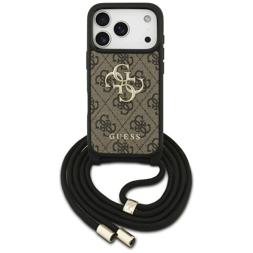 Etui Guess 4G Big Logo Cord Stap Crossbody do Apple iPhone 17 Pro brązowy
