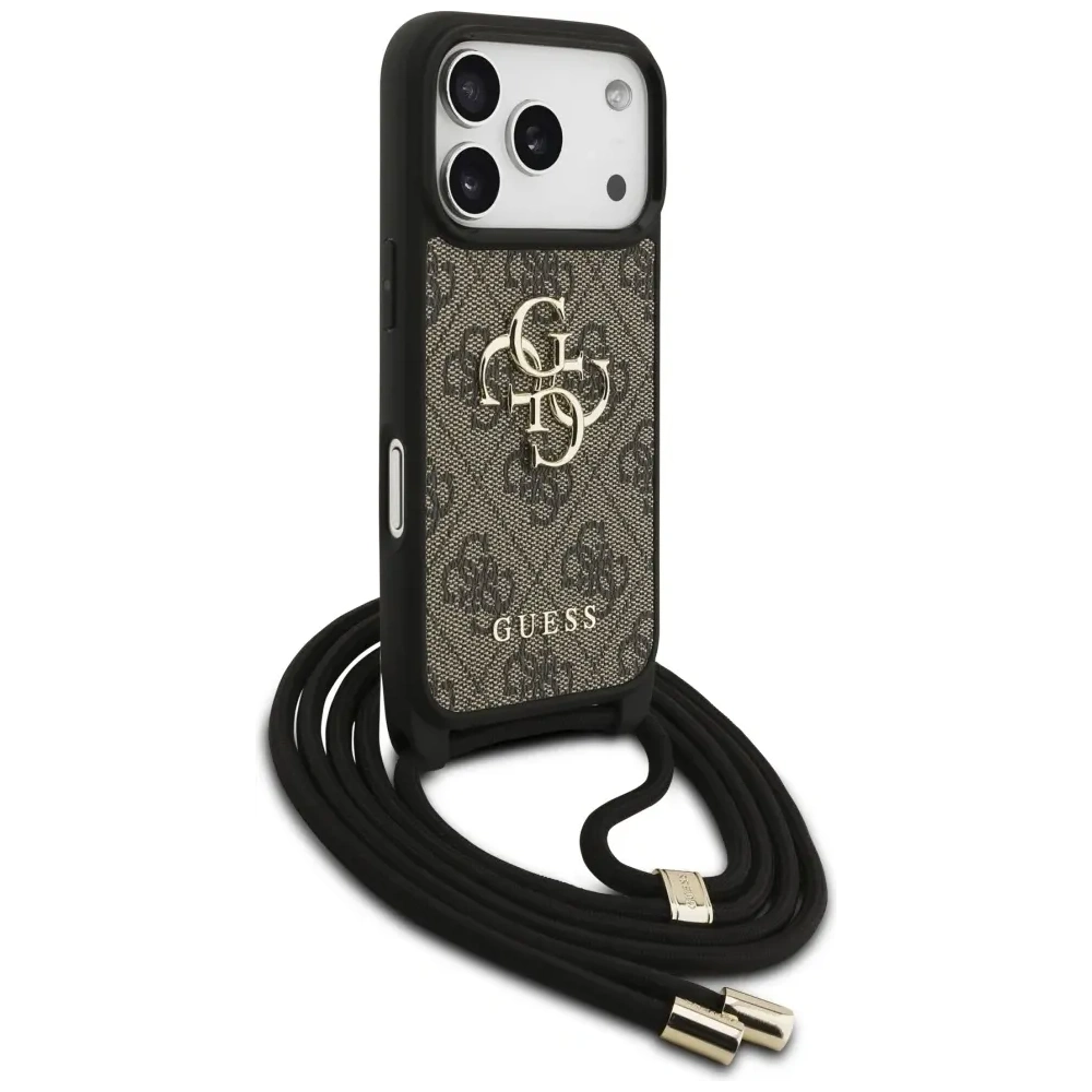 Etui Guess 4G Big Logo Cord Stap Crossbody do Apple iPhone 17 Pro brązowy
