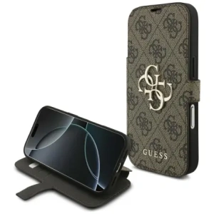 Etui Guess Book 4G Metal Logo do Apple iPhone 17 Pro brązowy