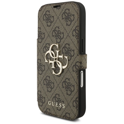 Etui Guess Book 4G Metal Logo do Apple iPhone 17 Pro brązowy