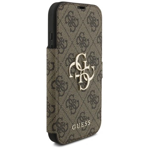 Etui Guess Book 4G Metal Logo do Apple iPhone 17 Pro brązowy