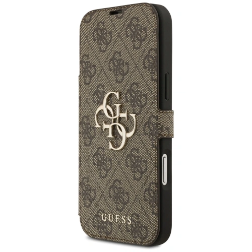 Etui Guess Book 4G Metal Logo do Apple iPhone 17 Pro Max brązowy