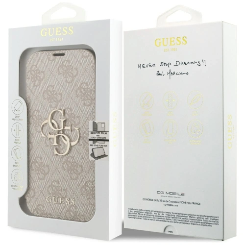 Etui Guess Book 4G Metal Logo do Apple iPhone 17 Pro różowy