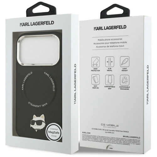 Etui Karl Lagerfeld Choupette Pin MagSafe do Apple iPhone 17 Pro czarny