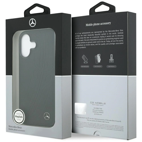 Etui Mercedes Leather Large Laurel Leave MagSafe do Apple iPhone 17 czarny