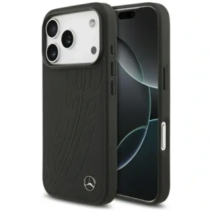 Etui Mercedes Leather Large Laurel Leave MagSafe do Apple iPhone 17 Pro czarny