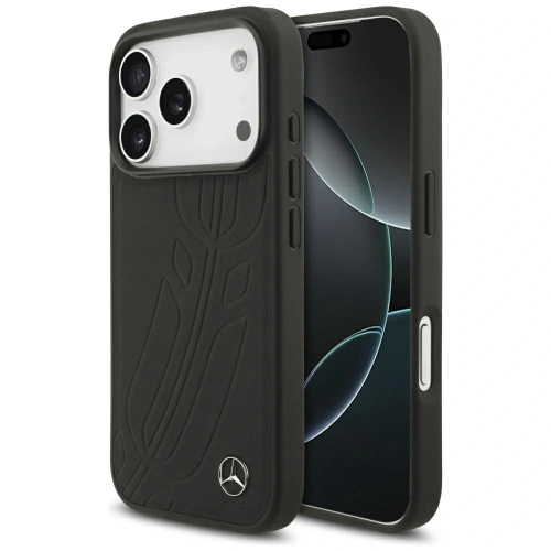 Etui Mercedes Leather Large Laurel Leave MagSafe do Apple iPhone 17 Pro czarny