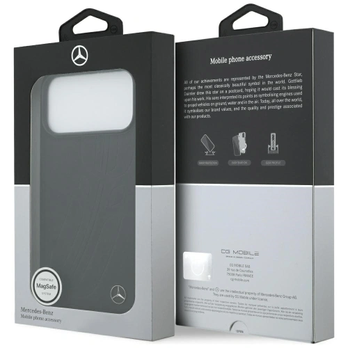 Etui Mercedes Leather Large Laurel Leave MagSafe do Apple iPhone 17 Pro Max czarny