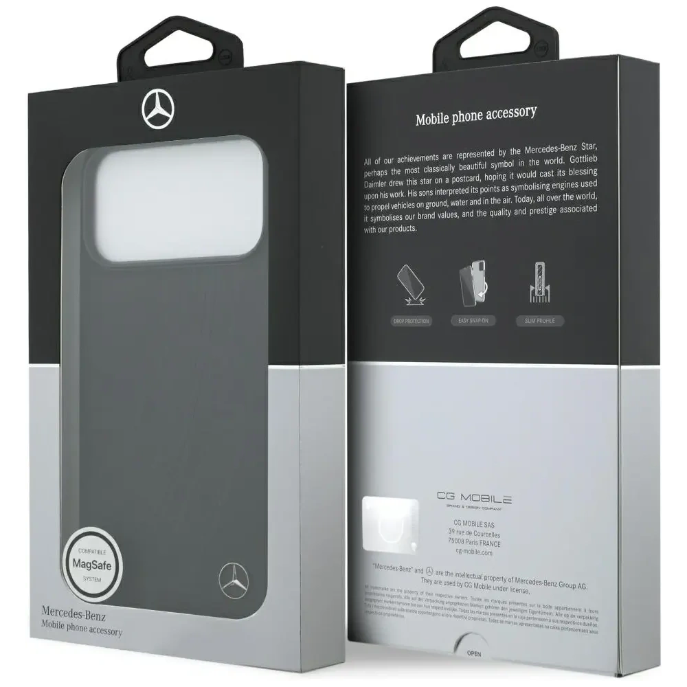 Etui Mercedes Leather Large Laurel Leave MagSafe do Apple iPhone 17 Pro Max czarny