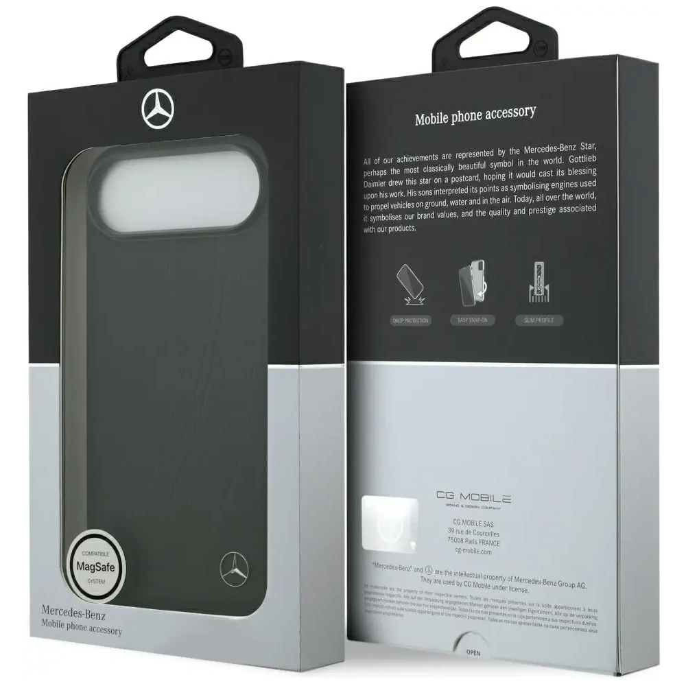 Etui Mercedes Leather Large Laurel Leave MagSafe do Apple iPhone Air czarny