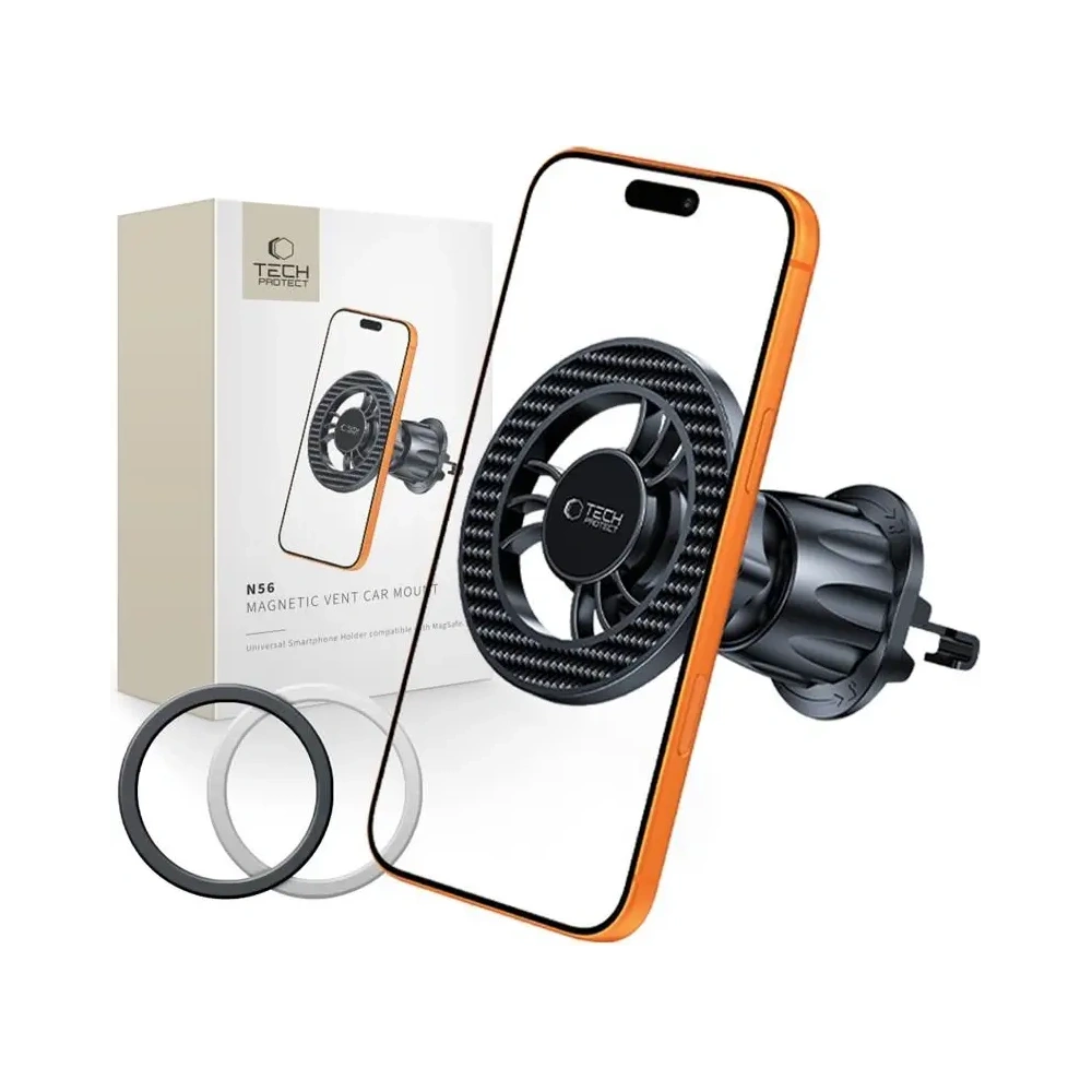 Magnetyczny uchwyt samochodowy do kratki nawiewu Tech-Protect N56 Magnetic MagSafe Vent Car Mount Carbon Black