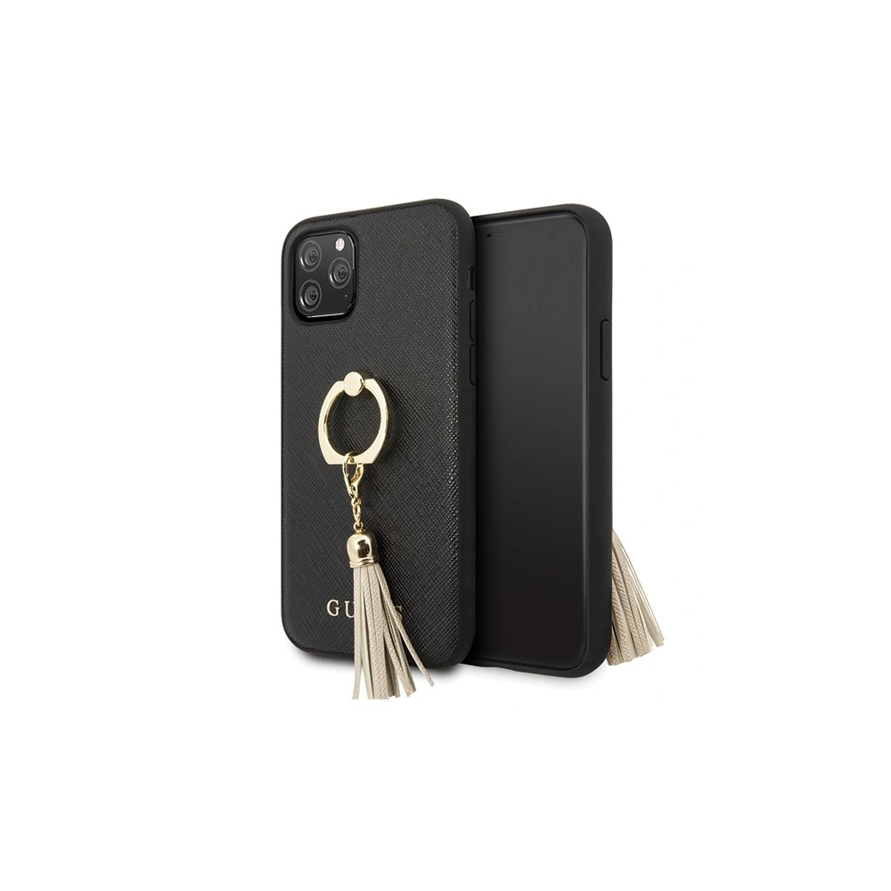 Wholesale Guess GUHCN58RSSABK Apple iPhone 11 Pro black hard case Saffiano with ring stand - GUE557BLK - {ean13} - Hurt