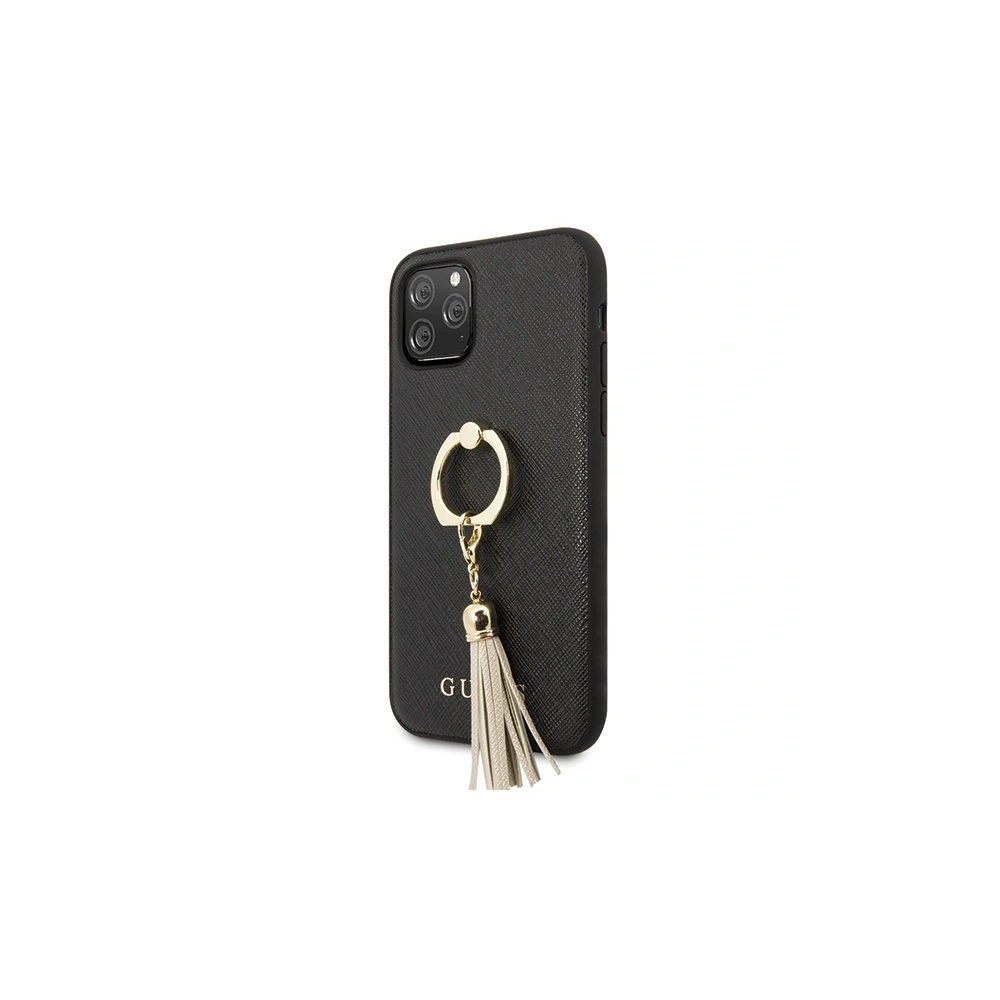Wholesale Guess GUHCN58RSSABK Apple iPhone 11 Pro black hard case Saffiano with ring stand - GUE557BLK - {ean13} - Hurt
