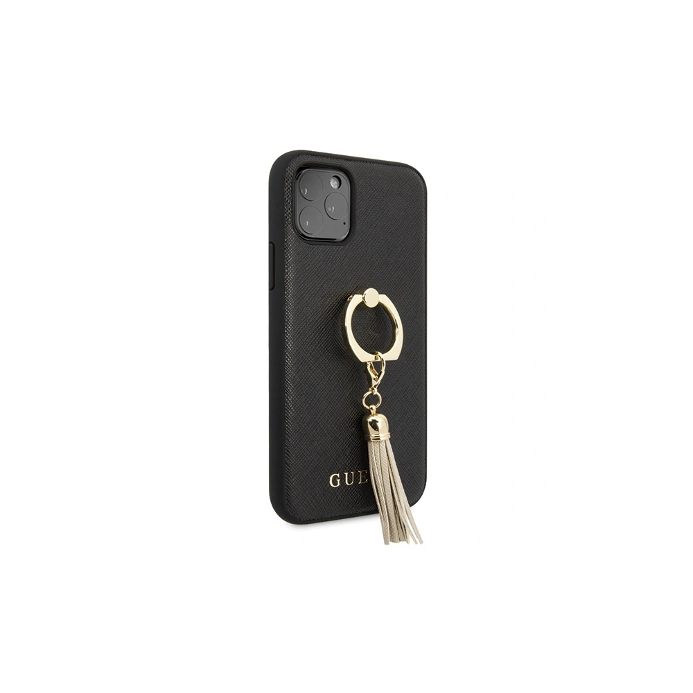 Wholesale Guess GUHCN58RSSABK Apple iPhone 11 Pro black hard case Saffiano with ring stand - GUE557BLK - {ean13} - Hurt