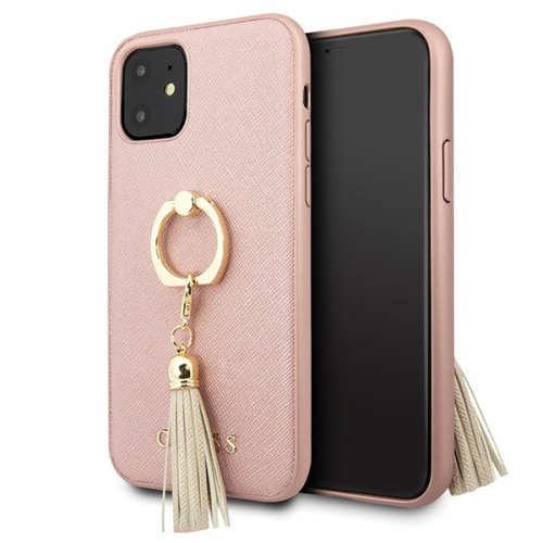 Hurtownia Guess - 3700740466469 - GUE559PNK - Etui Guess GUHCN61RSSARG Apple iPhone 11 różowy/pink hard case Saffiano with ring stand - B2B homescreen