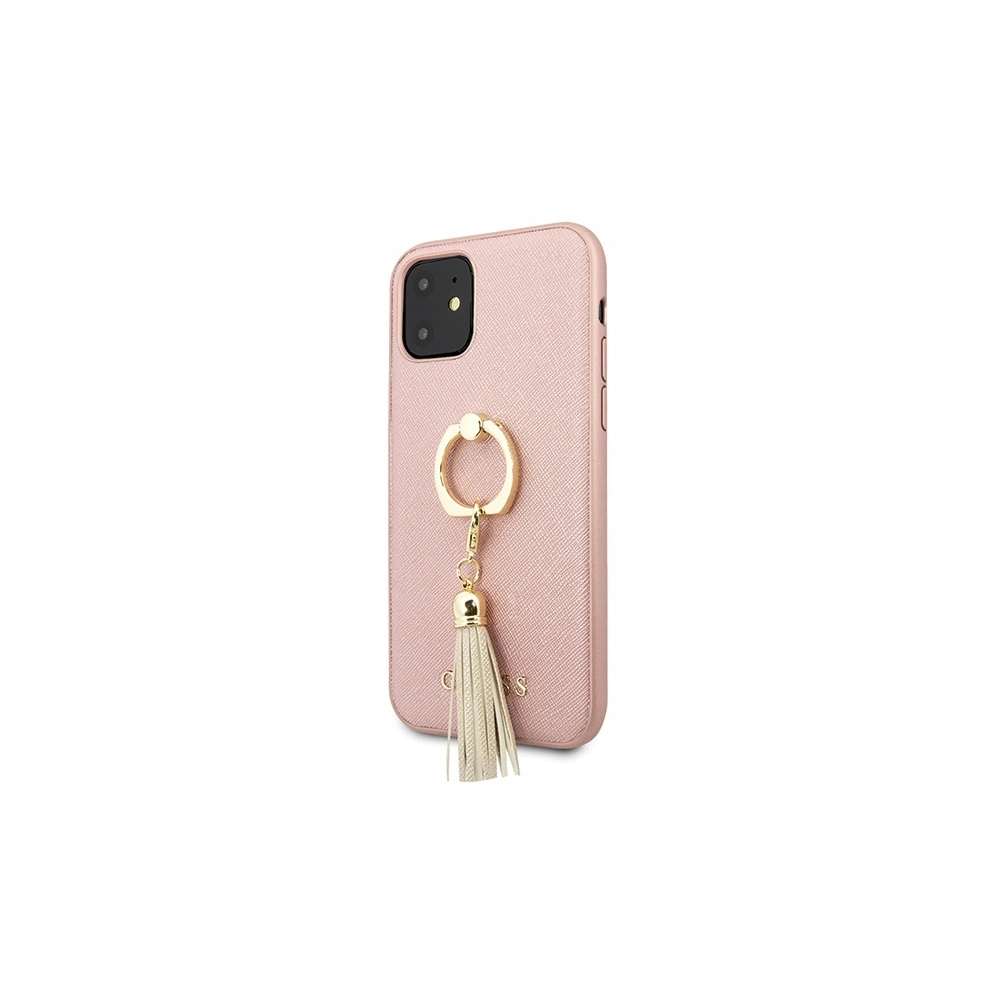 Wholesale Guess GUHCN61RSSARG Apple iPhone 11 pink hard case Saffiano with ring stand - GUE559PNK - {ean13} - Hurt