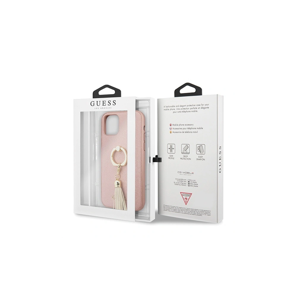 Hurtownia GSM - Etui Guess GUHCN61RSSARG Apple iPhone 11 rozie/pink hard case Saffiano cu suport pentru inel - GUE559PNK - {ean13} - Hurt