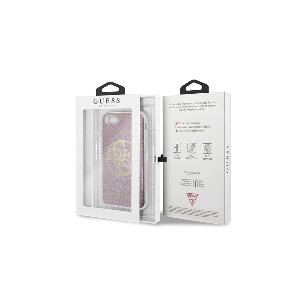 Hurtownia GSM - Etui Guess GUHCI8PCUGLPI Apple iPhone SE 2022/SE 2020/8/7 różowy/pink hard case Glitter 4G Circle Logo - GUE561PNK - {ean13} - Hurt