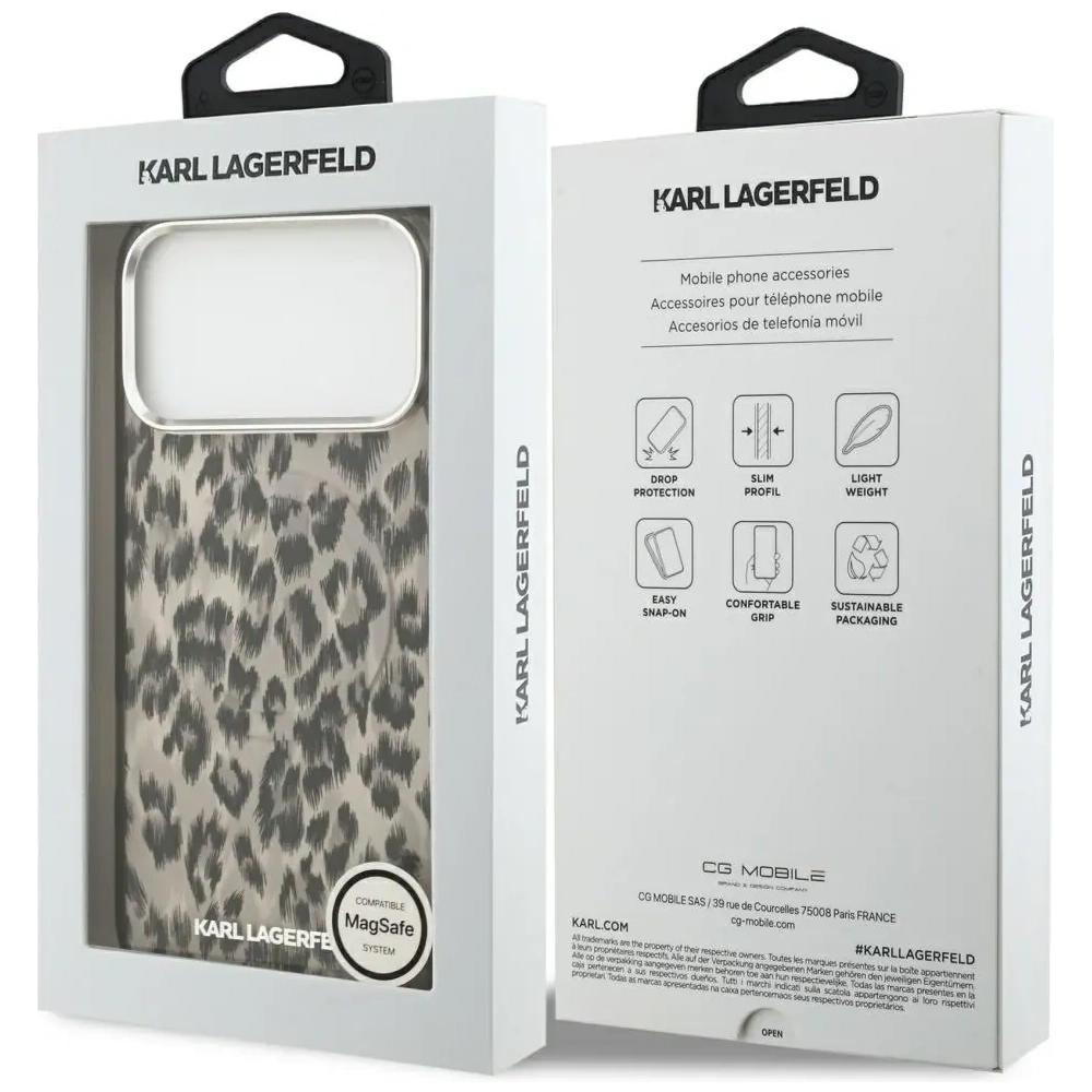 Etui Karl Lagerfeld IML Leopard Pattern MagSafe do Apple iPhone 17 Pro Max brązowy