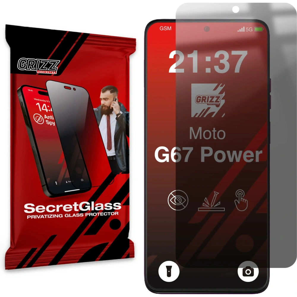 Matowe szkło prywatyzujące GrizzGlass SecretGlass do Motorola Moto G67 Power 5G