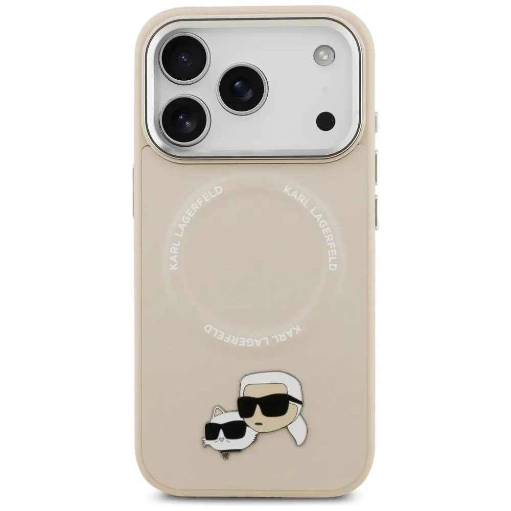 Etui Karl Lagerfeld Karl & Choupette Pins MagSafe do Apple iPhone 17 Pro beżowy