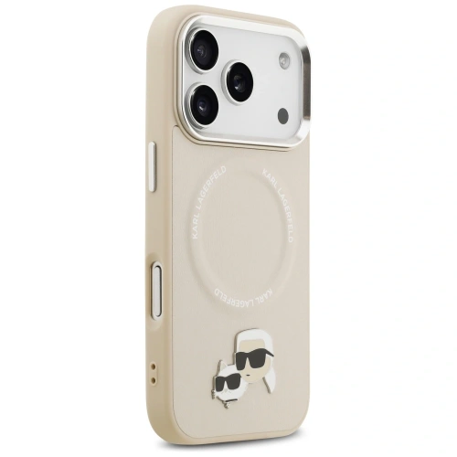 Etui Karl Lagerfeld Karl & Choupette Pins MagSafe do Apple iPhone 17 Pro beżowy