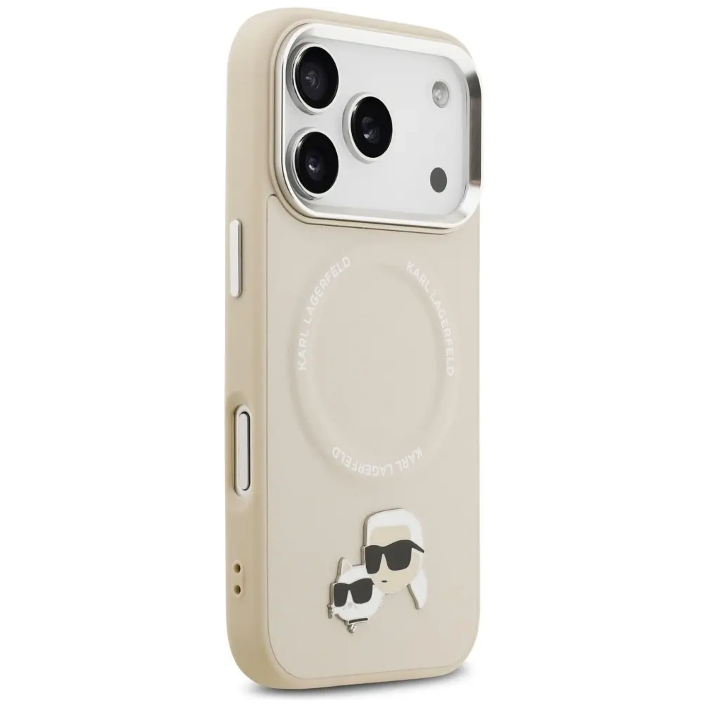 Etui Karl Lagerfeld Karl & Choupette Pins MagSafe do Apple iPhone 17 Pro beżowy