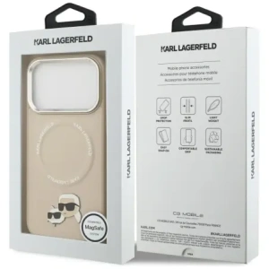 Etui Karl Lagerfeld Karl & Choupette Pins MagSafe do Apple iPhone 17 Pro beżowy