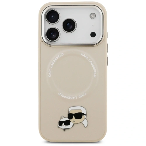 Etui Karl Lagerfeld Karl & Choupette Pins MagSafe do Apple iPhone 17 Pro Max beżowy