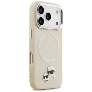 Etui Karl Lagerfeld Karl & Choupette Pins MagSafe do Apple iPhone 17 Pro Max beżowy