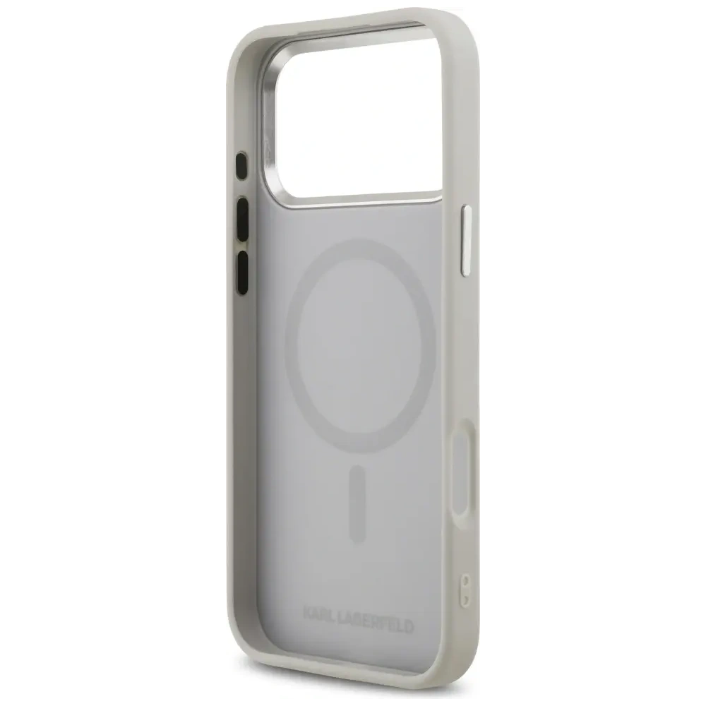 Etui Karl Lagerfeld Karl & Choupette Pins MagSafe do Apple iPhone 17 Pro Max szary