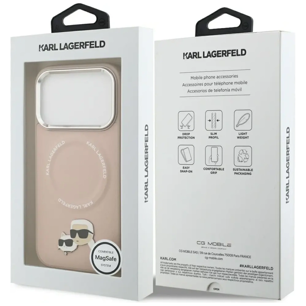 Etui Karl Lagerfeld Karl & Choupette Pins MagSafe do Apple iPhone 17 Pro różowy
