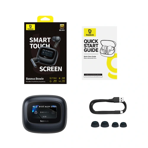 Bezprzewodowe słuchawki dokanałowe Baseus Bowie M2s Ultra TWS z interaktywnym ekranem czarne