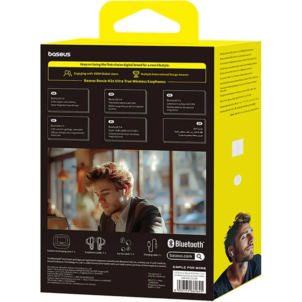 Bezprzewodowe słuchawki dokanałowe Baseus Bowie M2s Ultra TWS z interaktywnym ekranem białe