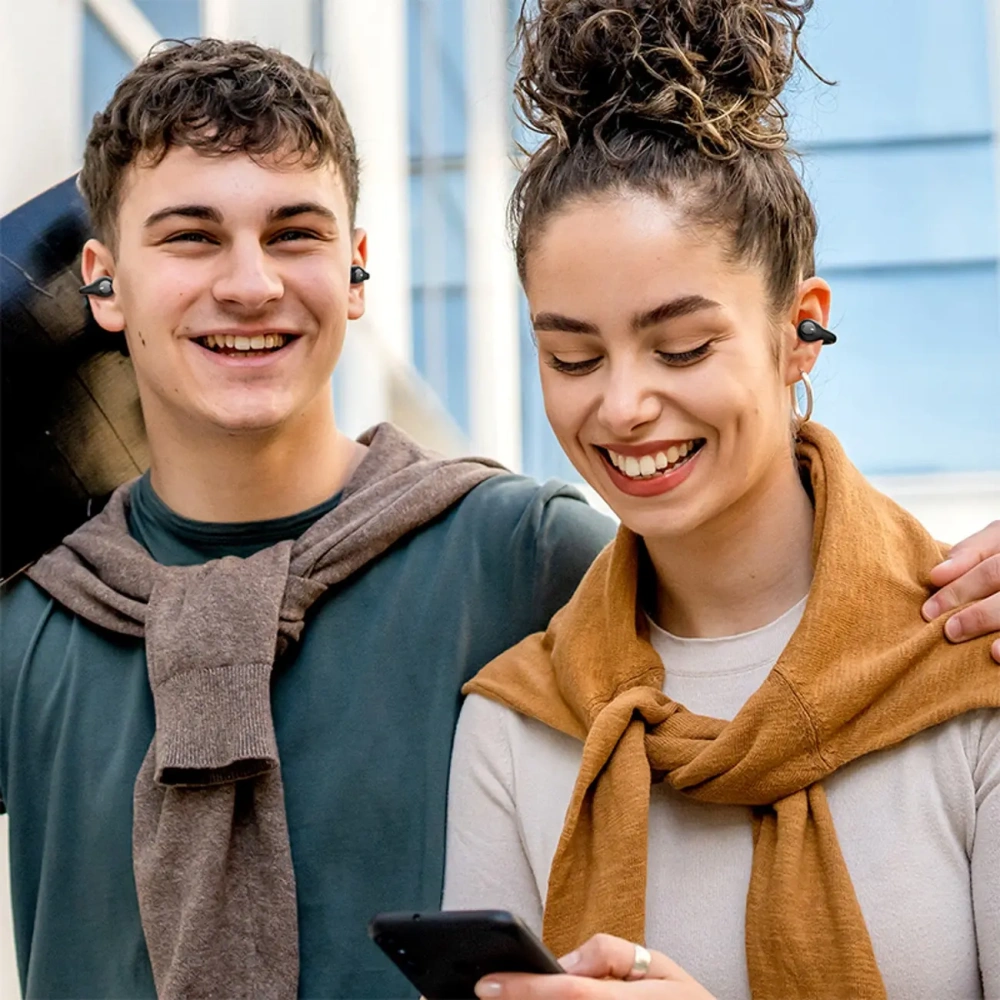 Bezprzewodowe słuchawki Baseus Bass 15 Clip OWS + kabel Baseus Simple USB-C 3A 30cm czarne