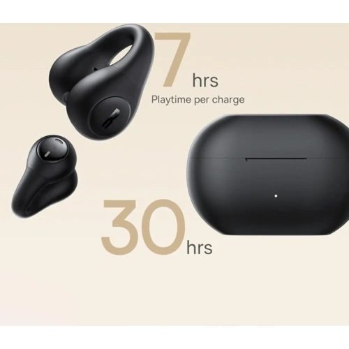 Bezprzewodowe słuchawki Baseus Bass 15 Clip OWS + kabel Baseus Simple USB-C 3A 30cm czarne