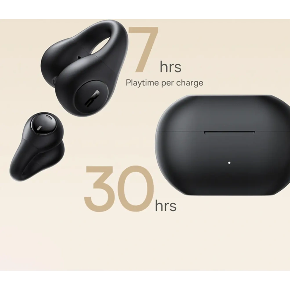 Bezprzewodowe słuchawki Baseus Bass 15 Clip OWS + kabel Baseus Simple USB-C 3A 30cm czarne
