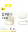 Bezprzewodowe słuchawki Baseus Bass 15 Clip OWS + kabel Baseus Simple USB-C 3A 30cm białe